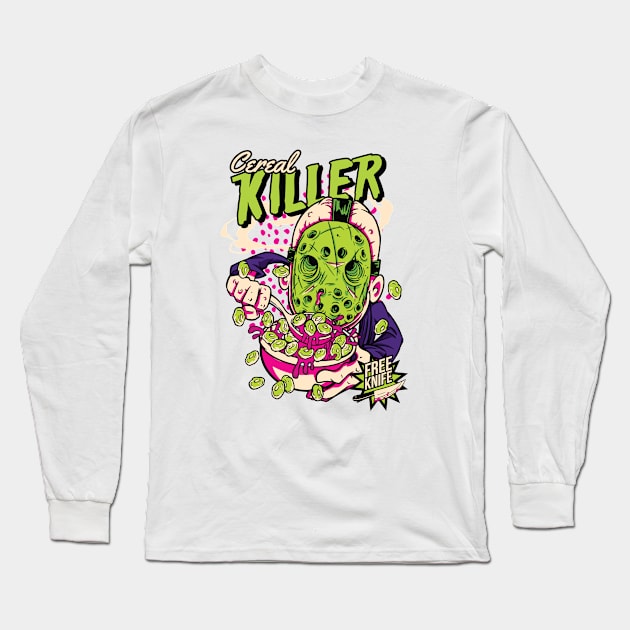 Comic Cereal Killer Cereal Box // Funny Horror Long Sleeve T-Shirt by SLAG_Creative